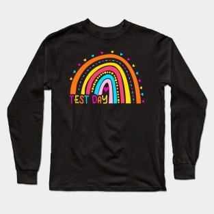 Test Day Funny Exam Testing Leopard Rainbow Teacher Life Long Sleeve T-Shirt